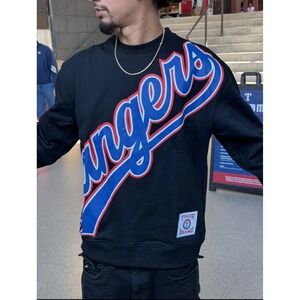 True Brvnd Sweatshirt Mens 2XL Black Texas Rangers Crewneck Limited Edition MLB